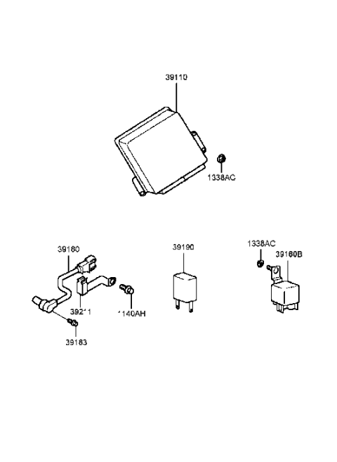 1988 Hyundai Excel Sensor-Knock Diagram for 39510-38020