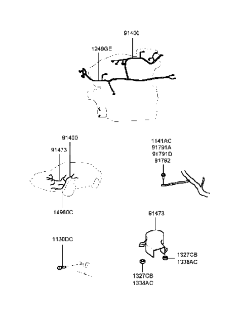 1999 Hyundai Sonata Wiring Assembly-Engine Control Module Diagram for 91450-38332