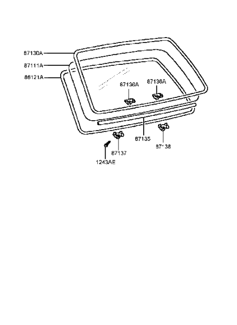 1999 Hyundai Sonata Retainer-Rear Window Lower Mounting Diagram for 87138-3D000