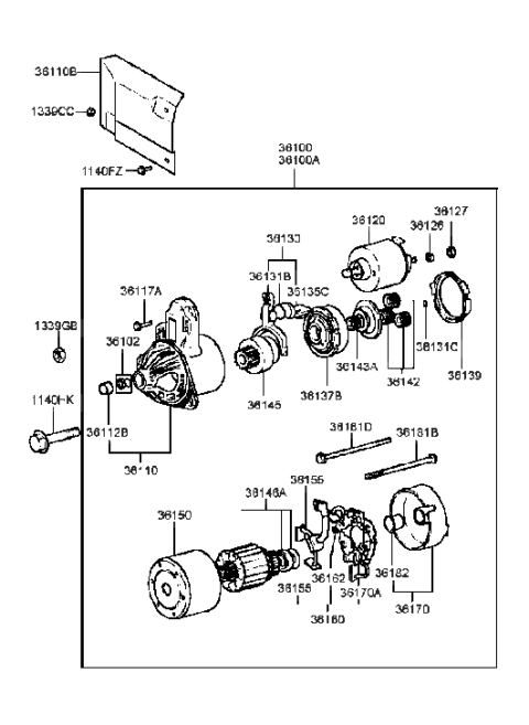 2001 Hyundai Sonata Old Body Style Starter (I4) Diagram 2