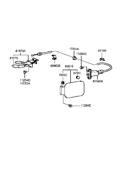 2001 Hyundai Sonata Old Body Style Fuel Filler Door Diagram
