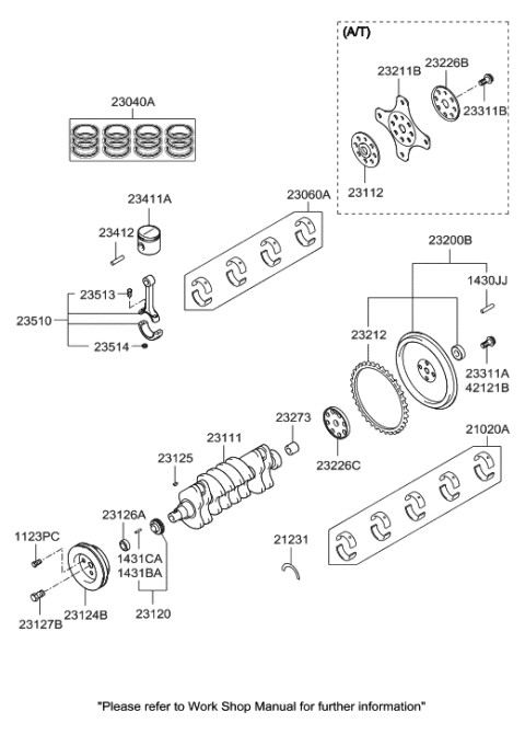 1999 Hyundai Sonata Crankshaft Assembly Diagram for 23110-38200