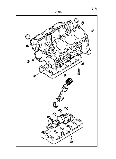 2000 Hyundai Sonata Engine Assembly-Short Diagram for 21102-37A00