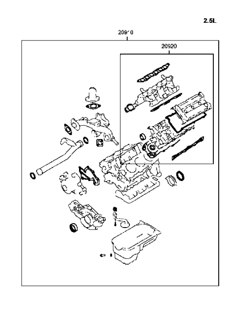 2001 Hyundai Sonata Old Body Style Engine Gasket Kit Diagram 2