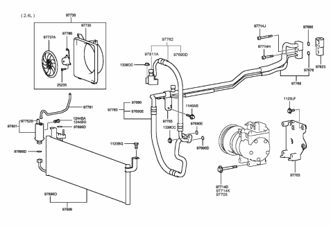 2001 Hyundai Sonata Old Body Style Air conditioning System-Cooler Line Diagram 2