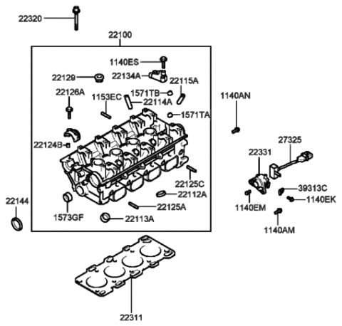 1999 Hyundai Sonata Cylinder Head (I4) Diagram 1