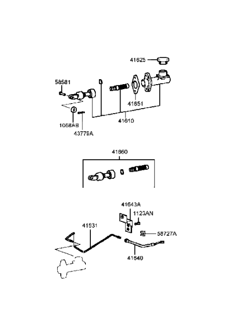 1991 Hyundai Excel Cylinder Assembly-Clutch Master Diagram for 41610-38110