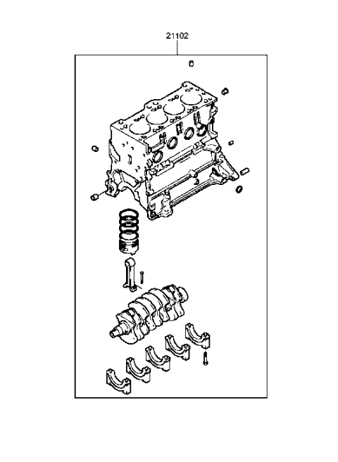 2001 Hyundai Sonata Old Body Style Short Engine Assy (I4) Diagram 1