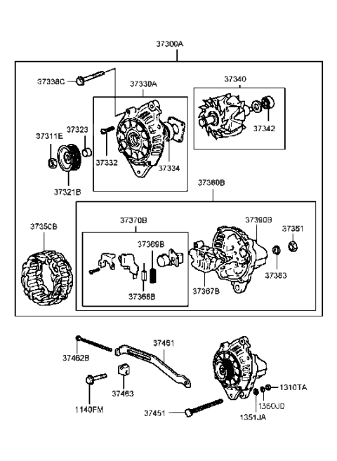 2000 Hyundai Sonata Generator (I4) Diagram 1