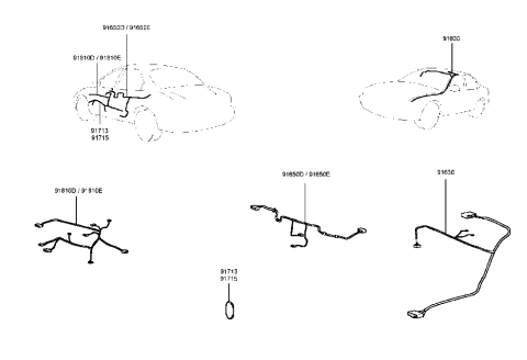 1999 Hyundai Sonata Wiring Assembly-Roof Diagram for 91680-38000