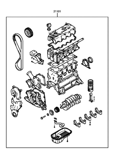 2001 Hyundai Sonata Old Body Style Sub Engine Assy (I4) Diagram 1