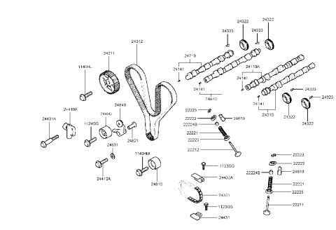 1998 Hyundai Sonata New Body Style Camshaft & Valve (I4) Diagram 2