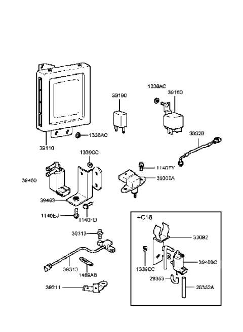1998 Hyundai Sonata New Body Style Electronic Control (I4) Diagram 1