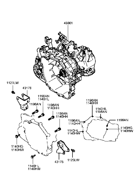 1988 Hyundai Excel Bracket-Roll Support,Rear Diagram for 43176-39003