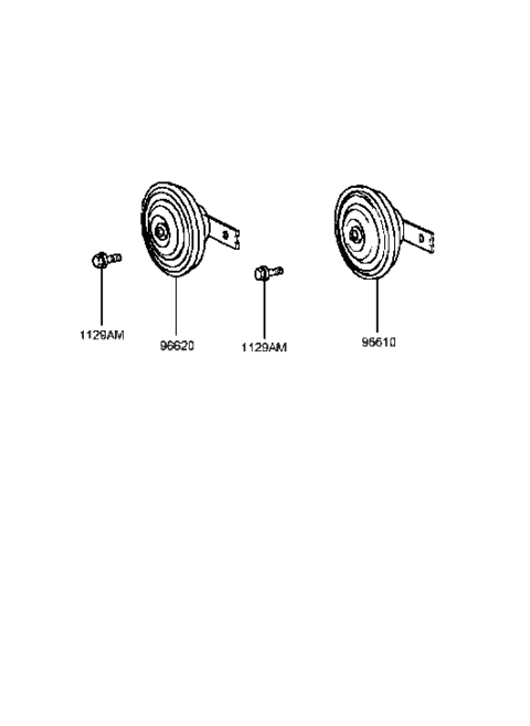 1990 Hyundai Excel Horn Assembly-High Pitch Diagram for 96620-4A000
