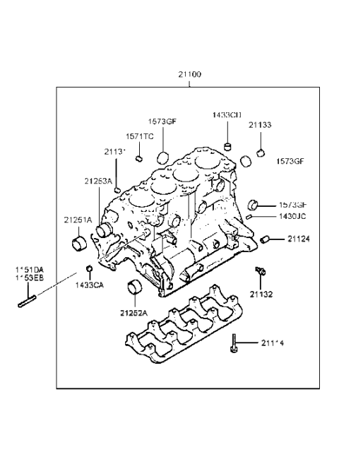 2001 Hyundai Sonata Old Body Style Cylinder Block (I4) Diagram 1