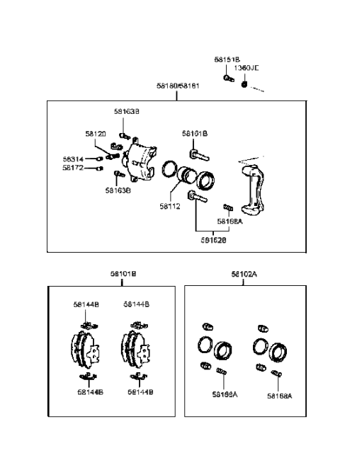 2001 Hyundai Sonata Front Wheel Brake Diagram