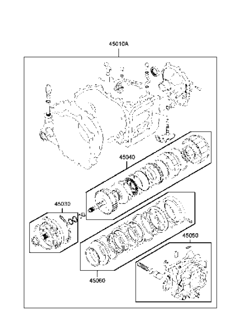 1991 Hyundai Excel Seal Kit-Automatic Transaxle Overhaul Diagram for 45010-39A01