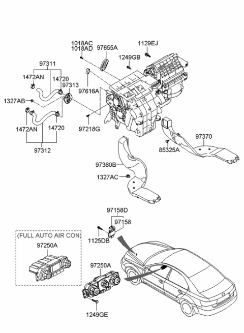 2013 Hyundai Genesis Hose-Heater Coolant Inlet Diagram for 97311-3K100