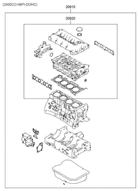 2006 Hyundai Sonata Engine Gasket Kit Diagram 1