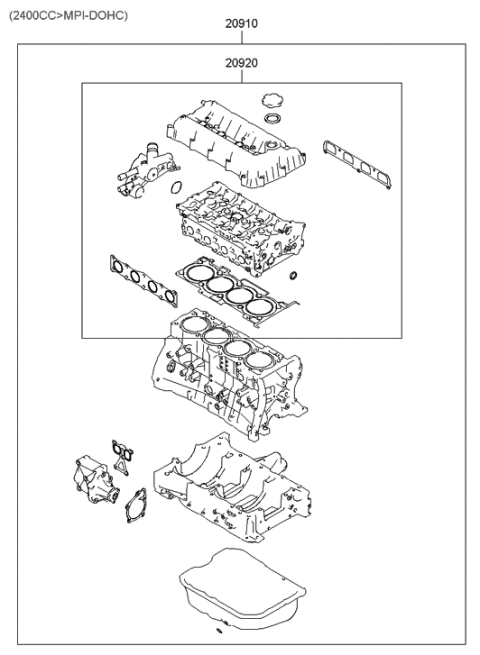 2005 Hyundai Sonata New Body Style (US) Engine Gasket Kit Diagram 1