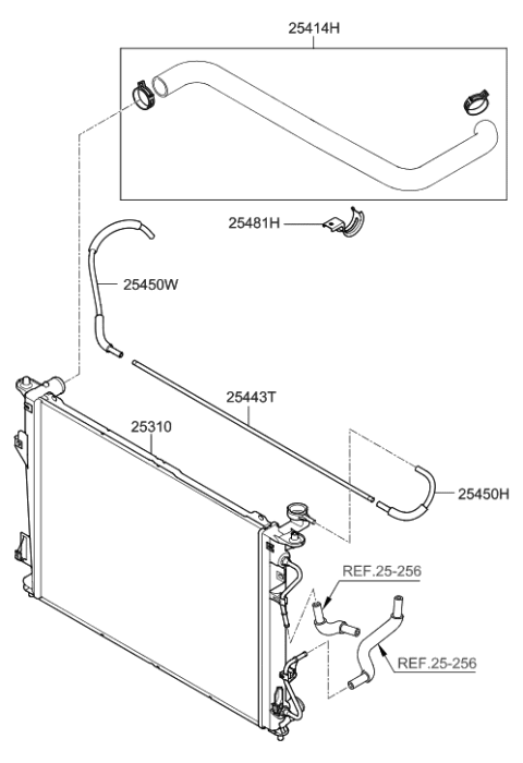 2005 Hyundai Sonata New Body Style (US) Radiator Hose & Reservoir Tank Diagram 2