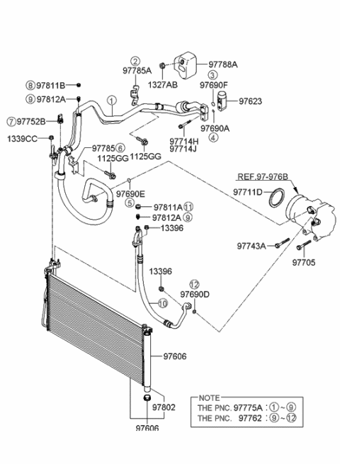 2006 Hyundai Sonata Air conditioning System-Cooler Line Diagram