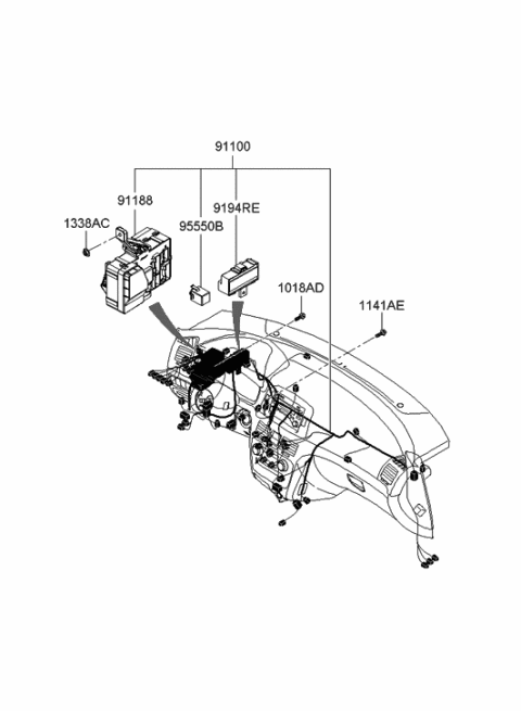 2013 Hyundai Genesis Flasher Module-Turn Signal Diagram for 95550-3K100