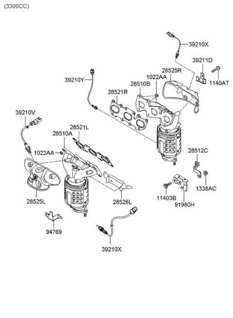 2005 Hyundai Sonata New Body Style (US) Exhaust Manifold Diagram 2