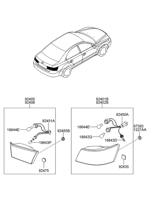 2005 Hyundai Sonata Lamp Assembly-Rear Combination Inside,RH Diagram for 92404-0A000