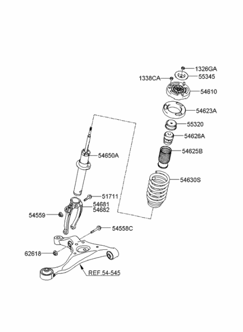 2005 Hyundai Sonata New Body Style (US) Front Spring & Strut Diagram