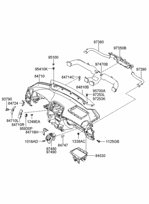 2005 Hyundai Sonata New Body Style (US) Crash Pad Upper Diagram