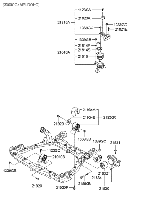 2005 Hyundai Sonata New Body Style (US) Engine & Transaxle Mounting Diagram 2