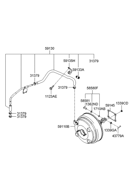 2005 Hyundai Sonata New Body Style (US) Power Brake Booster Diagram