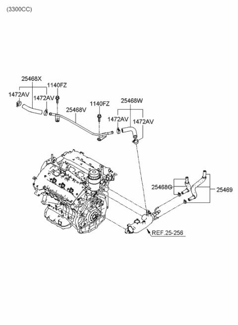 2005 Hyundai Sonata New Body Style (US) Coolant Hose & Pipe Diagram 2