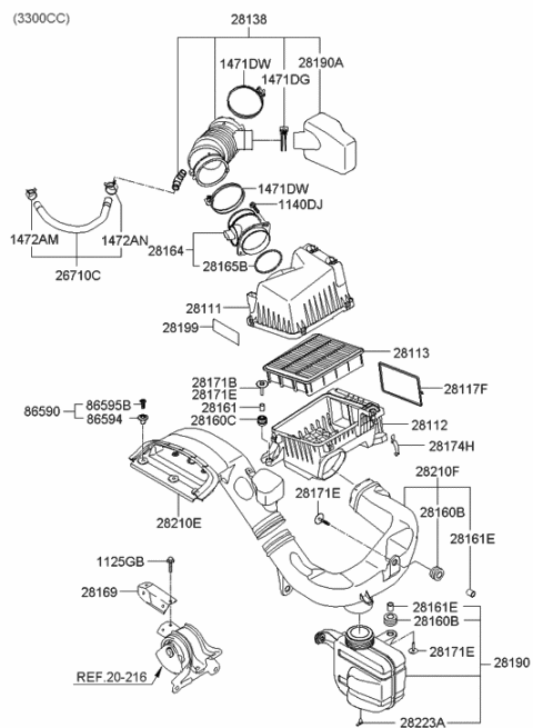 2005 Hyundai Sonata New Body Style (US) Air Cleaner Diagram 2