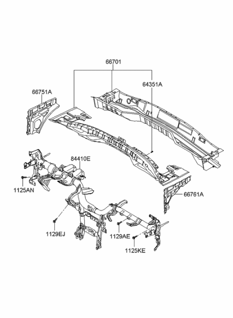 2005 Hyundai Sonata New Body Style (US) Cowl Panel Diagram