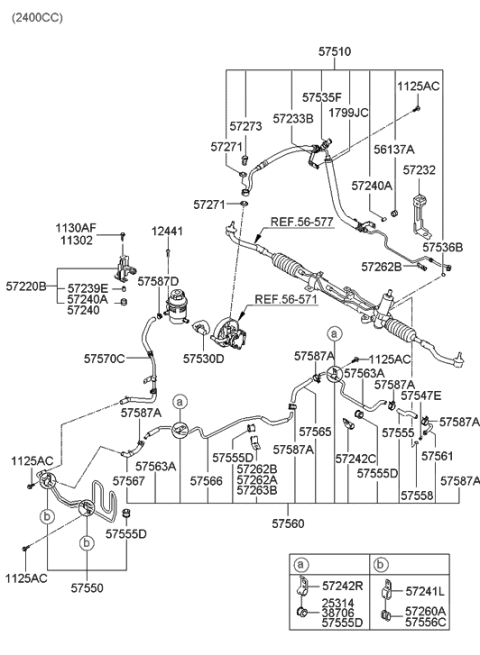 2013 Hyundai Genesis Hose-Return Diagram for 57564-3K000