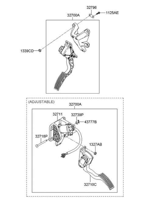 2005 Hyundai Sonata Pedal Assembly-Accelerator Diagram for 32700-3K210