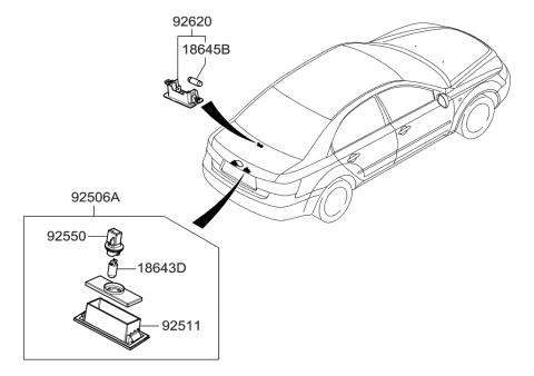 2005 Hyundai Sonata New Body Style (US) License Plate & Interior Lamp Diagram