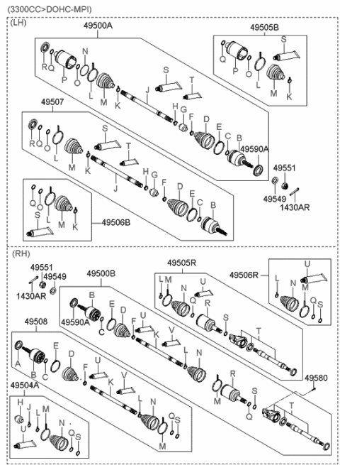 2005 Hyundai Sonata New Body Style (US) Drive Shaft Diagram 2