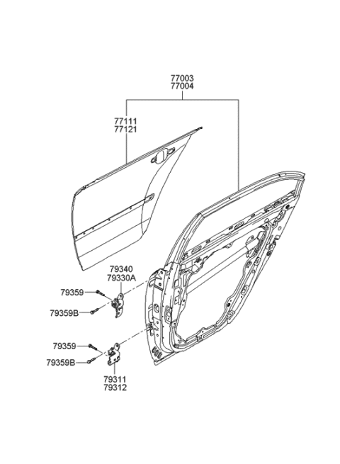 2005 Hyundai Sonata New Body Style (US) Panel-Rear Door Diagram