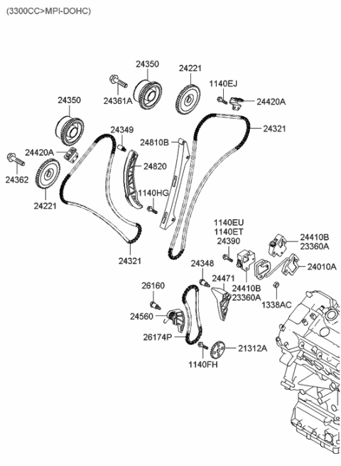 2006 Hyundai Sonata SPROCKET-Oil Pump Chain Diagram for 21312-3C400
