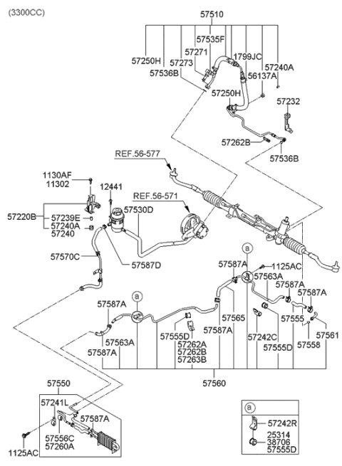 2005 Hyundai Sonata New Body Style (US) Power Steering Hose & Bracket Diagram 2