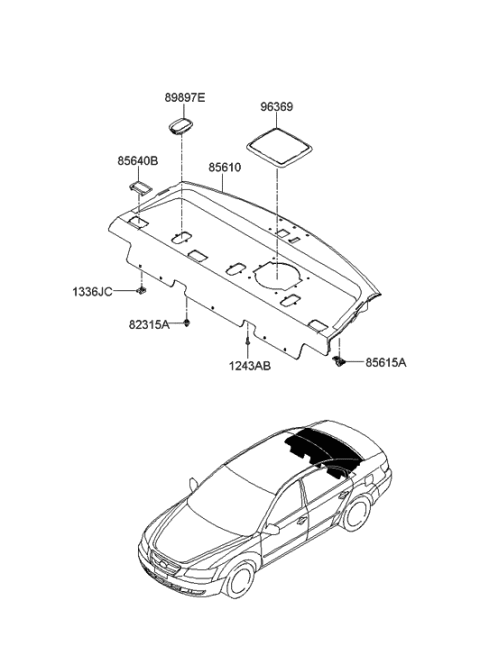2005 Hyundai Sonata New Body Style (US) Rear Package Tray Diagram