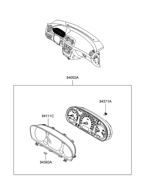 2006 Hyundai Sonata Cluster Assembly-Instrument(Mph) Diagram for 94001-0A180