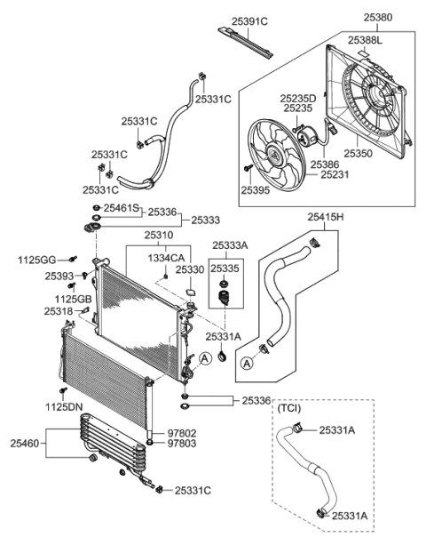 2005 Hyundai Sonata New Body Style (US) Radiator Hose & Reservoir Tank Diagram 1