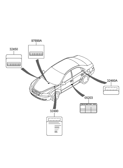 2013 Hyundai Genesis Label-Refrigerant Diagram for 97699-3K000