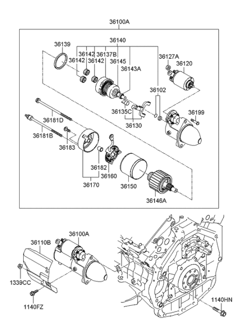 2005 Hyundai Sonata New Body Style (US) Starter Motor Diagram 2
