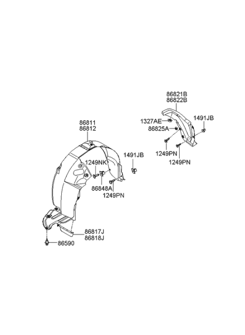 2005 Hyundai Sonata New Body Style (US) Wheel Gaurd Diagram